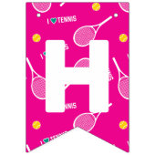 Helderroze, ik hou van tennis, aanpasbaar vlaggetjes (Tweede vlag)