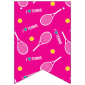 Helderroze, ik hou van tennis, aanpasbaar vlaggetjes (Eerste vlag)