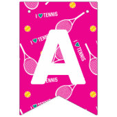 Helderroze, ik hou van tennis, aanpasbaar vlaggetjes (Derde vlag)