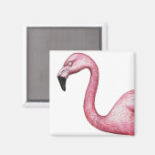 Helderroze illustratie van Flamingo Magneet (Voorkant / Achterkant)