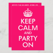 Helderroze kalm houden en doorgaan kaart (Voorkant / Achterkant)