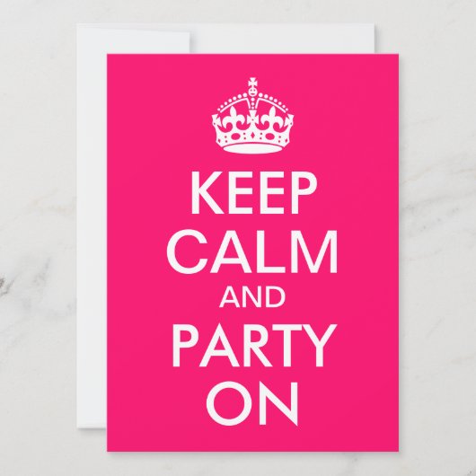 Helderroze kalm houden en doorgaan kaart (Voorkant)