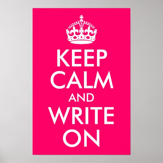 Helderroze kalm houden en schrijven poster (Voorkant)