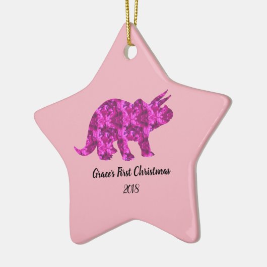 Helderroze kerstversiering keramisch ornament (Links)