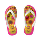 Helderroze Kinder Unisex Zonnebloem Teenslippers (Voetbed)