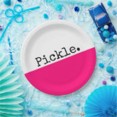 Helderroze kleurenblok Cute Pickleball Motto Papieren Bordje (Feest)