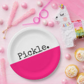 Helderroze kleurenblok Cute Pickleball Motto Papieren Bordje (Feest)