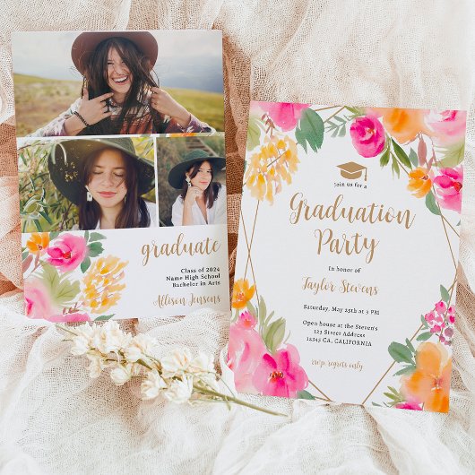 Helderroze kleurrijk Bloemengoud afstuderen Kaart