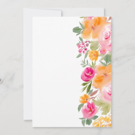 Helderroze kleurrijke Floral illustratie Sweet 16 Kaart (Achterkant)