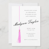 Helderroze kwastje | Modern Photo Afstuderen Kaart (Voorkant)