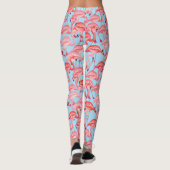 Helderroze lamingos op blauw 2 leggings (Achterkant)