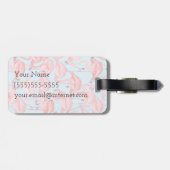 Helderroze lamingos op blauw | Monogram Bagagelabel (Achterkant horizontaal)