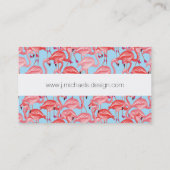 Helderroze lamingos op blauw | Monogram Visitekaartje (Achterkant)