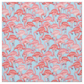 Helderroze lamingos op blauw stof (Swatch)