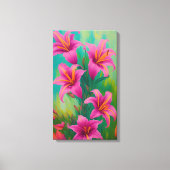 Helderroze lenzen op groen digitaal olieschilderen canvas afdruk (Voorkant)