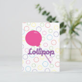 Helderroze Lollipop Briefkaart (Staand voorkant)