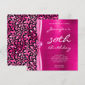 Helderroze luipaard Glam 30e verjaardag Kaart (Voorkant / Achterkant)