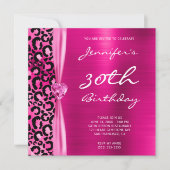 Helderroze luipaard Glam 30e verjaardag Kaart (Voorkant)