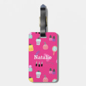 Helderroze, make-up, schoonheid, bewegingspatroon bagagelabel (Achterkant verticaal)