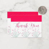 Helderroze met Floral aanraking Notitiekaartje (Voorkant / Achterkant in situ)