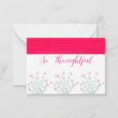 Helderroze met Floral aanraking Notitiekaartje (Achterkant)