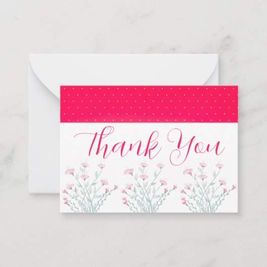 Helderroze met Floral aanraking Notitiekaartje (Voorkant)