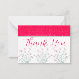 Helderroze met Floral aanraking Notitiekaartje