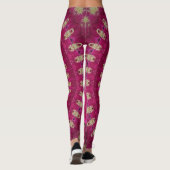 Helderroze met geel Mandala-ontwerp Leggings (Achterkant)