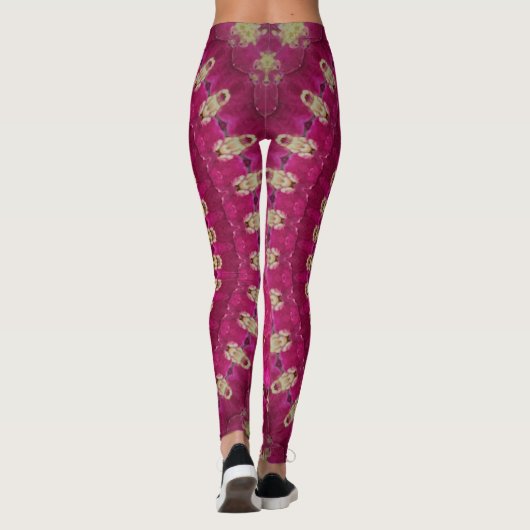 Helderroze met geel Mandala-ontwerp Leggings (Achterkant)