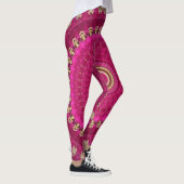 Helderroze met geel Mandala-ontwerp Leggings (Rechts)