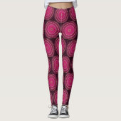 Helderroze met gele Mandala Design-Leggings Leggings (Voorkant)
