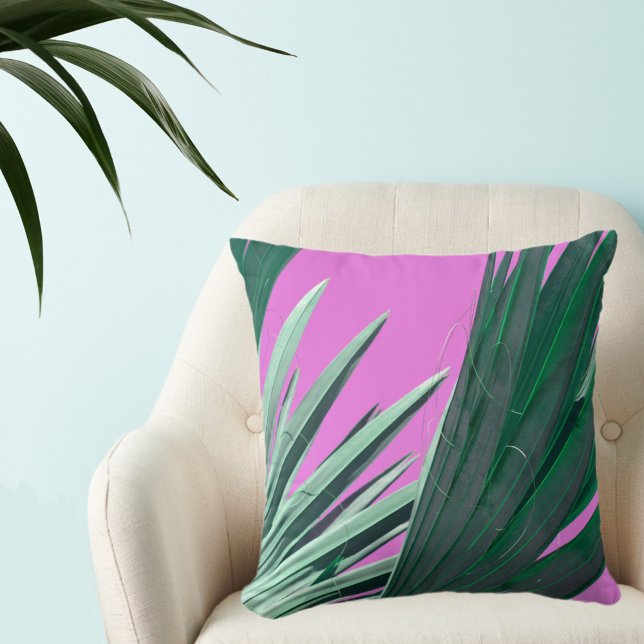 Helderroze met groene handpalmen kussen (Creator heeft geüpload)