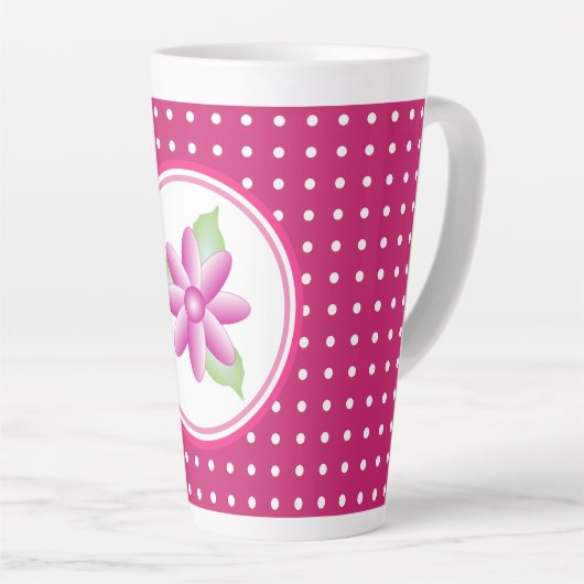 Helderroze met wit latte mok (Rechterhoek)