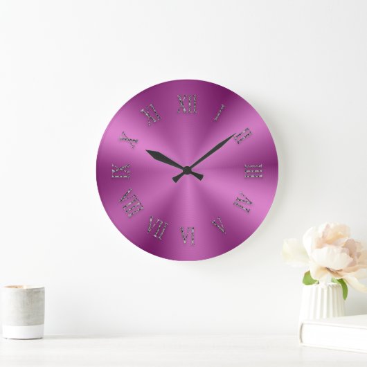 Helderroze metalen klok met Romeinse cijfers (Huis)