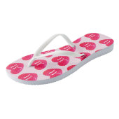 Helderroze monogram teenslippers (Schuin)