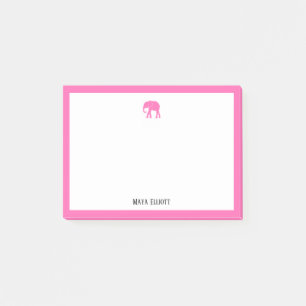 Helderroze Olifant en Rand op Wit met Naam Post-it® Notes