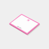 Helderroze Olifant en Rand op Wit met Naam Post-it® Notes (Schuin)