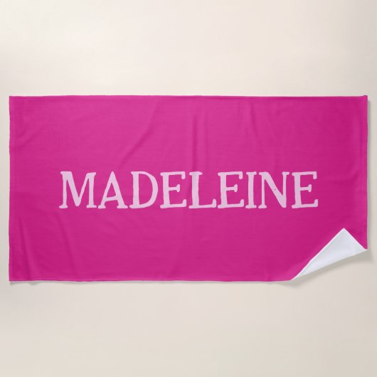 Helderroze op maat strandlaken (Voorkant)