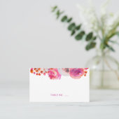 Helderroze Oranje Floral Name Flat Place Card Plaatskaartje (Staand voorkant)