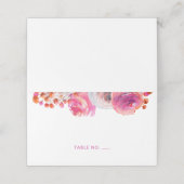 Helderroze Oranje Floral Name Folded Place Card Plaatskaartje (Buitenkant ongevouwen)