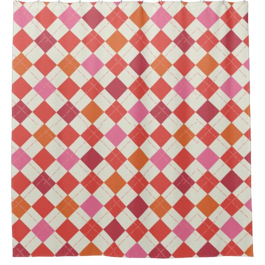 Helderroze, Oranje, rood, witte, gelaagde stijl Douchegordijn (Voorkant)