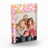 Helderroze Oranje Waterverf Wildflower Grandma Fotoblokken (Links)