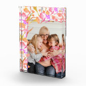 Helderroze Oranje Waterverf Wildflower Grandma Fotoblokken (Rechts)