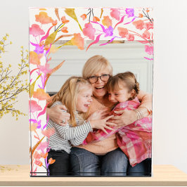 Helderroze Oranje Waterverf Wildflower Grandma Fotoblokken