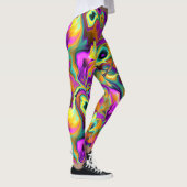 Helderroze Paarse Blauwgroen Turquoise Marble Frac Leggings (Rechts)