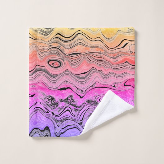 Helderroze Paarse, marmer SWIRL TOWEL SET Bad Handdoek (Wasdoekje)