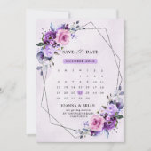 Helderroze Paarse Waterverf Flowers Save The Date (Voorkant)