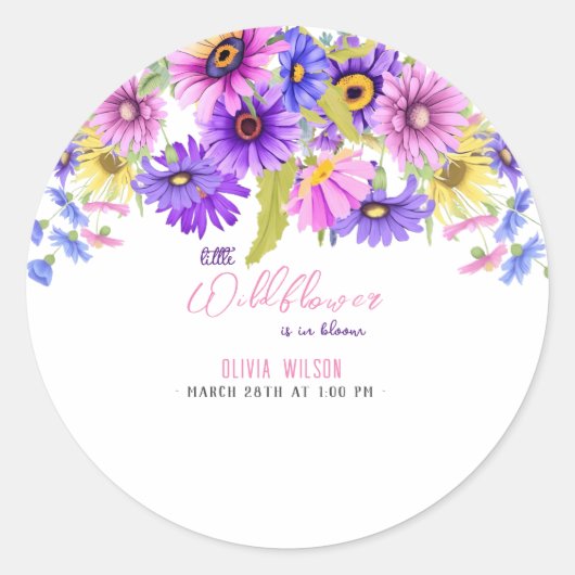 Helderroze paarse wilde bloem is in bloei #1 ronde sticker (Voorkant)