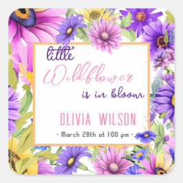 Helderroze paarse wilde bloem is in bloei #2 vierkante sticker