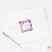 Helderroze paarse wilde bloem is in bloei #2 vierkante sticker (Envelop)